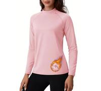 TACVASEN Damen Thermo Langarmshirt Fleece Rollkragen Winter Langarm Pullover Weich Thermounterwäsche (Hellrosa, M)