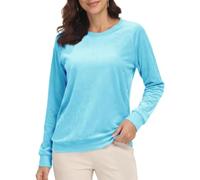 TACVASEN Damen Winterpullover Samt Sweatshirt Rundhals Fleece Pulli Elegant | Langarmshirt Baumwolle Damen,Rundhals Shirt,Longsleeve Shirt Cotton,Regular Fit Tshirt,Herbst,Atmungsaktiv Komfort