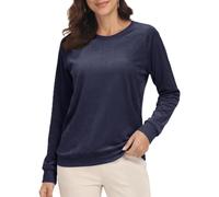 TACVASEN Damen Winterpullover Samt Sweatshirt Rundhals Fleece Pulli Elegant | Langarmshirt Baumwolle Damen,Rundhals Shirt,Longsleeve Shirt Cotton,Regular Fit Tshirt,Herbst,Atmungsaktiv Komfort