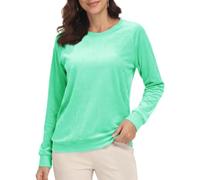TACVASEN Damen Winterpullover Samt Sweatshirt Rundhals Fleece Pulli Elegant | Langarmshirt Baumwolle Damen,Rundhals Shirt,Longsleeve Shirt Cotton,Regular Fit Tshirt,Herbst,Atmungsaktiv Komfort