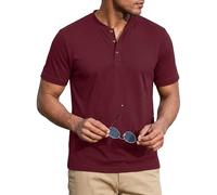 TACVASEN Henley Männer T-Shirt Kurzarm Sommer Lässig UV Shirt für Herren