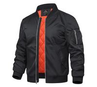 TACVASEN Herren Bomber Jacke Blouson Lässige Leichte Dünne winddichte Übergangsjacke Frühling Herbst Full Zip Warm Winter Jacken Outdoor Schwarz XL