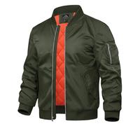 TACVASEN Herren Bomber Jacke Blouson Lässige Leichte Dünne winddichte Übergangsjacke Frühling Herbst Full Zip Warm Winter Jacken Outdoor Grün XL