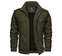 TACVASEN Herren Jacke Frühling Baumwolle Blouson Pilotenjacke Casual Armeejacke Cargojacke Military Feldjacke Armeegrün M