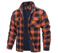 TACVASEN Herren Karierte Hemd Warm Flanellhemd Gefüttert Holzfällerhemd Thermohemd Flanell Jacke (M, Orange)