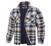 TACVASEN Herren Karierte Hemdjacke Warm Flanellhemd Holzfällerhemd Thermohemd Jacke (M, Gelb)