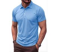 TACVASEN Herren Polo Tshirt Atmungsaktiv Sport Funktionsshirt Polyester Leicht Top Quick Dry Shirts (M, Himmelblau)