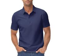 TACVASEN Herren Poloshirts Kurzarm mit Kragen Baumwolle Schnelltrocknend Atmungsaktiv Polo Tennis Sommer T-Shirt Regular Fit Wandern Arbeit Marineblau, S