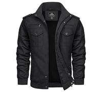 TACVASEN Herren Übergangsjacke Frühling Jacke Blouson Fliegerjacke Freizeit Leichte Baumwolljacke für Männer Schwarz M