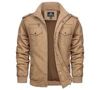 TACVASEN Jacke Herren Übergang Fliegerjacke Arbeitsjacke Winddichte Frühlingsjacke Armeejacke Windbreaker Khaki M