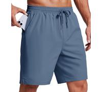 TACVASEN Kurze Sporthose Herren Leichte Bermuda Sommerhose Atmungsaktiv Schnelltrocknend Wasserabweisend Stretch für Sport Freizeit Blaugrau XL