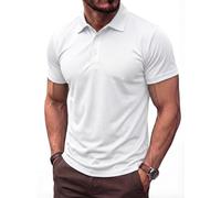 TACVASEN Poloshirt Herren Kurzarm Sommer Polyester T-Shirt Atmungsaktiv Quick Dry Leicht Funktionsshirt (M, Weiß)