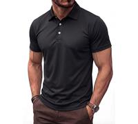 TACVASEN Poloshirts Herren Kurzarm Sommer Schnell Trocknend T-Shirts Performance Sportshirt Outdoor Knopfleiste Herrenhemd (M, Schwarz)