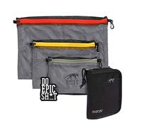 TACWRK x Tasmanian Tiger TT Wallet RFID B Black + Tasmanian Tiger TT Mesh Pocket Set Rubber Fun Patch - Bundle Geldbörse mit Ausleseschutz + Organizer-Taschen + Rubber Patch