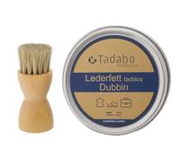 Tadabo Lederfett 100 ml mit Auftragsbürste - Farblos & Schwarz - Lederpflege | Schuhpflege | Pflege Leder Schuhe Taschen Glattleder (farblos)