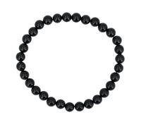 Taddart Minerals - 6 mm Kugel Armband aus natürlichen Edelsteinen auf elastischem Nylonfaden aufgezogen - handgefertigt (Turmalin schwarz Schörl)