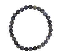 Taddart Minerals - 6 mm Kugel Armband aus natürlichen Edelsteinen auf elastischem Nylonfaden aufgezogen - handgefertigt (Iolith)