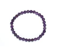 Taddart Minerals - 6 mm Kugel Armband aus natürlichen Edelsteinen auf elastischem Nylonfaden aufgezogen - handgefertigt (Amethyst)