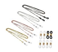 TAFACE 4 stück Retro-Brillenkette mit 4 Paar rutschfesten Schnallen, neutrales Sonnenbrillen-Lanyard, Legierungs-Lesebrillenkette, Gläser Anti-Drop-Kette (schwarz, Gold, Silber, Rosegold)