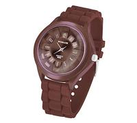 Taffstyle Unisex Armbanduhr Analog Quarz mit Silikon-Armband Metall Sportuhr Damen Herren Uhr Braun