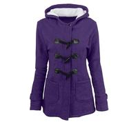 Tages Deal, Pullover Damen Sale, Winterjacke Damen Frauen Einfarbig Horn Knöpfe Sweatshirt Strickjacke Gepolsterte Kapuze Mantel Jacke Mantel Hoodie Gefüttert Damen, Black-Friday-Angebote