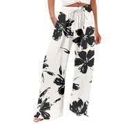 Tagesangebote Heute Damen Hose Sommer Leicht Lässige, Übergroße Hose Aus Baumwolle Leinen Mit Weitem Bein Blumenmuster Für Frauen Shirt Frauen Sommerhose Angebote Tages Blitzangebote
