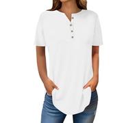 Tagesangebote Heute Guenstige Tops Tshirt Damen Sommer Basic Kurzarm Shirt Elegant V-Ausschnitt Oberteile Freizeit T-Shirt Longshirt Bluse Tuniken Tops Sale Damenbekleidung