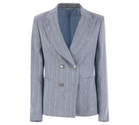 Tagliatore - Linen And Cotton Double-Breasted Pinstripe Blazer - Größe 40 - blau