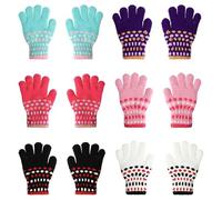 TAGVO 6 Paar Kinderhandschuhe Magische Handschuhe, Stretch Vollfinger Handschuhe Winter Warme Strickhandschuhe Winterhandschuhe Dünnes Fleecefutter für 4~10 Jahre alte Kinder Mädchen Jungen