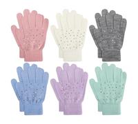 TAGVO 6 Paar Winter Magische Handschuhe, Kinder Dehnbare Warme Magische Handschuhe & Fäustlinge Jungen oder Mädchen, Strickhandschuhe Unisex Strick Vollfinger Fäustlinge für 5-13 Jahre