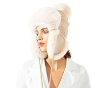 TAGVO Beanie Mütze Fellmütze Winter, Winddicht Fliegermütze Bomber Hut Mit Weichem Fleece Innenfutter, Warme Erwachsenen Wintermütze Mit Ohrenklappen für Damen
