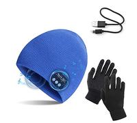 TAGVO Bluetooth V5.0 Beanie mit Touchscreen Handschuhen Set, Winter Warm Gestrickte Drahtlose Bluetooth Headset Musik Hut für Laufen Skifahren Wandern