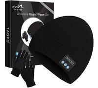 TAGVO Bluetooth V5.0 Beanie mit Touchscreen Handschuhen Set, Winter Warm Gestrickte Drahtlose Bluetooth Headset Musik Hut für Laufen Skifahren Wandern