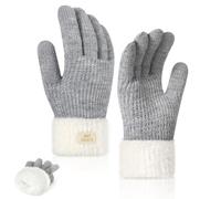 TAGVO Damen Winterhandschuhe mit Fleecefutter, Damen Thermo Elastisch Strickhandschuhe Touchscreen Handschuhe, Winddicht Kaschmir Wollhandschuhe für Skifahren Radfahren Laufen Wandern