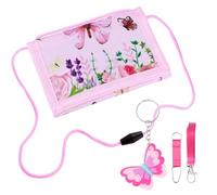 Tahbarshi Kinder Brustbeutel Umhänge Geldbeutel Dreifach Gefaltete Geldbörse Portemonnaie zum Umhängen Geschenk mit Schmetterling Schlüsselanhänger Schulkind für Mädchen für Münzen, Karten & Scheine