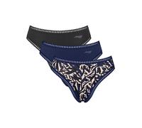 Tai-Slip SLOGGI "GO Crush", Damen, Gr. XXL, blau (blau, schwarz combination), Single Jersey, Obermaterial: 95% Polyamid, 5% Elasthan, mehrfarbig, Unterhosen, hoher Beinausschnitt, Spitze, feminin, wei