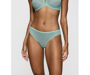 Tai-Slip TRIUMPH "Signature Sheer", Damen, Gr. 48, grün (misty turquoise), Single Jersey, Obermaterial: 53% Polyamid, 47% Elasthan, körpernah, Unterhosen Tai-Slip, Jacquard-Spitze, elastischer Bund (4