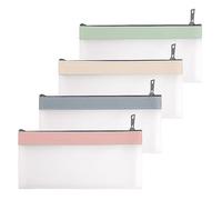 Taicols 4 stück Transparente Federmäppchen, Superweiches TPU Federmäppchen mit Reißverschluss, Transparente Make up Tasche, wasserdichte Small Fresh Schreibwaren Aufbewahrungstasche
