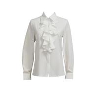 Taiduosheng Damenbluse aus Spitze mit Stehkragen und hohem Kragen Victoria mit langen Ärmeln - Figurbetonte Bluse für Büro und Geschäft, weiß, Small