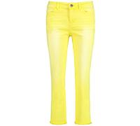 Taifun Damen 7/8 Flared-Jeans Cropped TS unifarben, Used-Effekte 7/8 Länge Lemon Sorbet 36