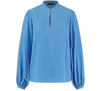 Taifun Damen Bluse mit Biesenplastron Ballonärmel, Langarm, Manschetten unifarben Clear Sky 34