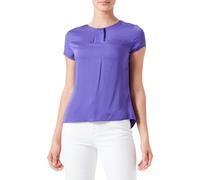 Taifun Damen Feines Blusenshirt mit kurzem Arm Kurzarm unifarben Purple Ink 36