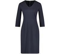 Taifun Damen Figurbetontes Kleid mit 3/4 Arm 3/4 Arm, Armschlitze Kleid Gewirke Kleid unifarben knieumspielend Marine 38