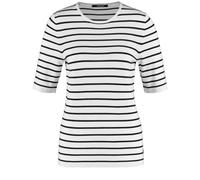 Taifun Damen Halbarm-Pullover mit Streifenmuster halber Arm gestreift Offwhite Ringel 42