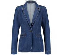 Taifun Damen Jeansblazer Langarm unifarben, Washed-Out-Effekt Dark Blue Denim 38