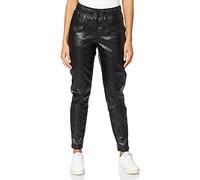 Taifun Damen Jogpants aus Kunstleder Lounge Pants High unifarben leicht verkürztes Bein, 7/8 Länge Black 46