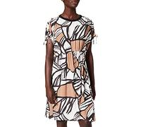 Taifun Damen Jurk stof Kleid, Offwhite Gemustert, 42 EU