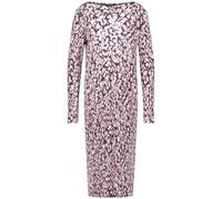 Taifun Damen Midikleid mit feiner Plissee-Struktur Langarm Gemustert wadenlang Schwarz Gemustert 36