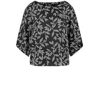 Taifun Damen Oversized Bluse mit weitem Arm weiter Arm, Kimonoärmel, halber Arm floral Schwarz Gemustert 36