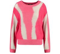 Taifun Damen Pullover mit Farbmuster Langarm, Ärmelbündchen, überschnittene Schultern Gemustert Cherry Red Gemustert 36